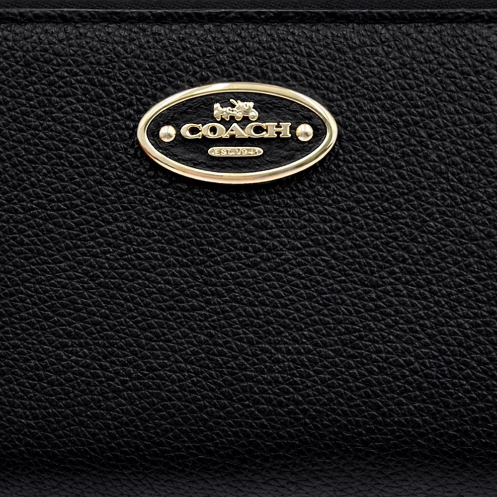 Coach Black Pebble Leather L-Zip Around Organizer Wallet Wristlet Clutch 53413 - Picture 4 of 9